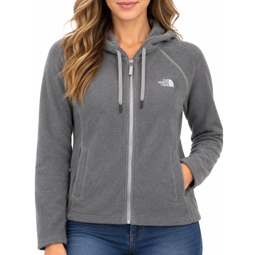 The North Face Womens Gray Fleece Full Zip Hoodie Jacket Large L
